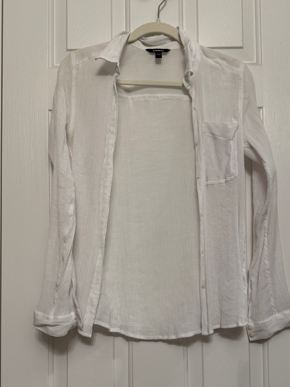 Express White Long-Sleeve Button-Up Shirt